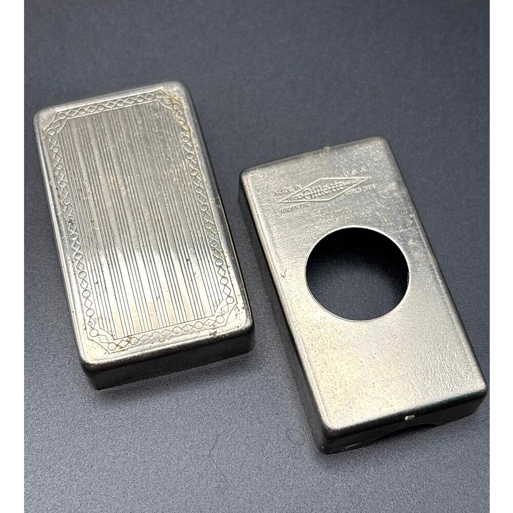 Gillette Razor Blade Box Metal 1930s Empty Case Vintage Shaving Vanity Decor